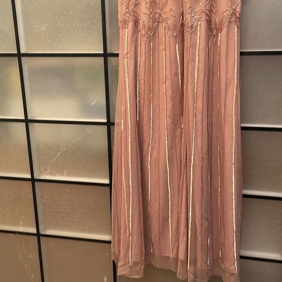 ADRIANNA PAPELL SHORT SLEEVE BLOUSON BEADED GOWN IN ROSE GOLD - Picture 11 of 14